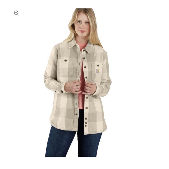 NWT Carhartt Loose Fit Twill Shirt Jacket Top Women XL Full Button Up $69 - Picture 1 of 9